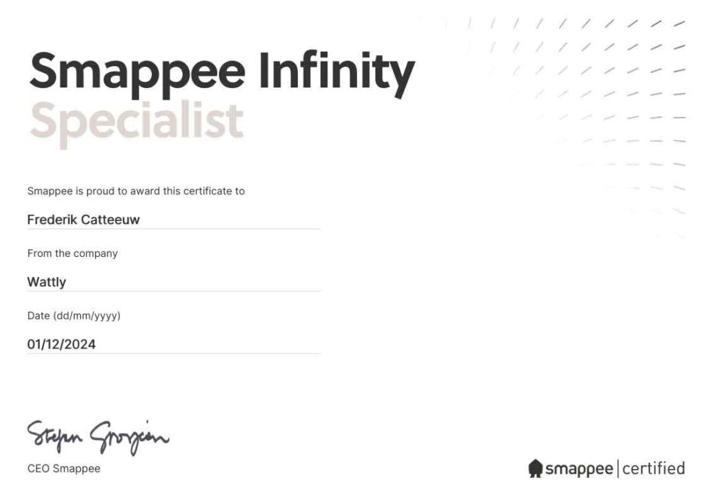 Over Wattly 4 smappee infinity certificaat